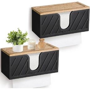 Set of 2 Paper Towel Dispenser Wall Mounted with Lid, Commercial Paper Towel Holder Countertop, C-Fold, Z-Fold, Trifold Paper Towel Dispenser Hand Towel Holder for Bathroom and Kitchen