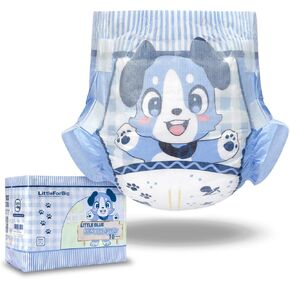 Littleforbig Adjustable Velcro Closure Adult Printed Cloth Back Diaper 10 Pieces - Little Blue BabyFur (Medium 28"-38")