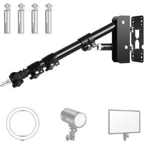 FUDESY Wall Mounting Triangle Boom Arm for Ring Light, Strobe Lighting Softbox Reflector Umbrella Monolight, and Photography Strobe Light, Max Length 51.2 inches/130cm, Support 180 Degree Rotation