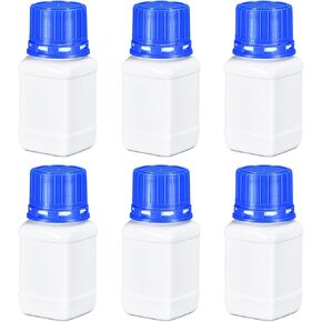 Plastic Narrow Mouth Lab Reagent Bottles, HDPE Square Sample Storage Container, Chemical Container Bottle with Inner Cover, Empty Pill Bottles (Translucence, 2 OZ/60ml)