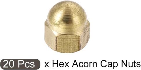METALLIXITY Acorn Cap Nuts(M3x0.5mm) 20Pcs, Brass Acorn Dome Cap Head Hex Nuts - for Industrial Mechanical Equipment, Gold Tone in Saudi Arabia