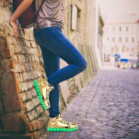 أحذية Padgene النسائية الرجالية المضيئة بإضاءة LED للجنسين أحذية رياضية مضيئة وامضة مع شحن USB ورباط للأزواج أحذية الرقص in Kuwait