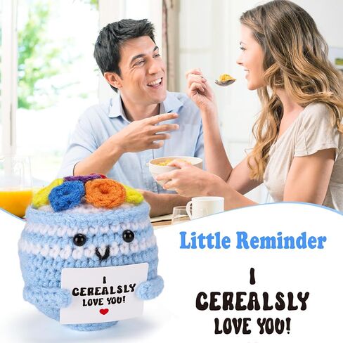 MBL I Love You Couple Gifts - Handmade Crochet Cereal Bowl for Wife Husband Fiance Birthday Christmas Valentine's Day Gifts, Funny Cool Hand-Made Gift for Couple Boyfriend Girlfriend in Kuwait