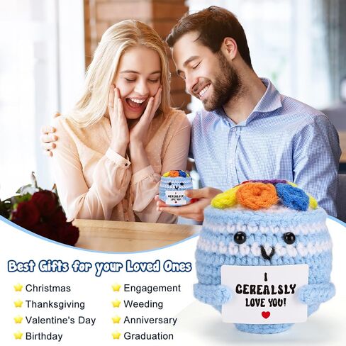 MBL I Love You Couple Gifts - Handmade Crochet Cereal Bowl for Wife Husband Fiance Birthday Christmas Valentine's Day Gifts, Funny Cool Hand-Made Gift for Couple Boyfriend Girlfriend in Kuwait