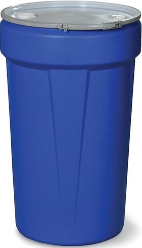 Eagle 30 Gallon High Density Polyethylene Lab Pack Barrel Drum with Metal Lever-Lock Lid, 28.5" Height, 21.25" Diameter, Blue, 1601MB in Saudi Arabia