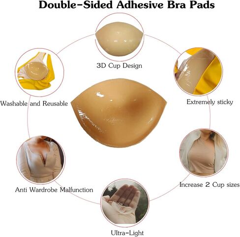Double-Sided Sticky Bra Pads Breathable Adhesive Cups Push Up Sticky Inserts for Bra Inserts Breast Enhancer in Saudi Arabia