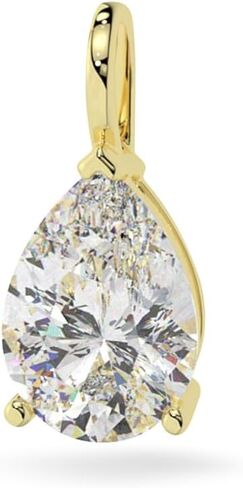 14K Solid White or Yellow Gold Lab Grown Moissanite Diamond Solitaire Pendant Necklaces | Round, Pear, Heart Shape | Pendant Only or with Box/Cable Chain | Made in USA in Saudi Arabia