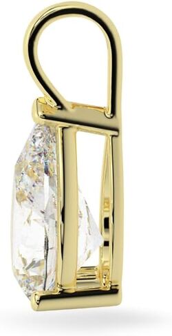 14K Solid White or Yellow Gold Lab Grown Moissanite Diamond Solitaire Pendant Necklaces | Round, Pear, Heart Shape | Pendant Only or with Box/Cable Chain | Made in USA in Saudi Arabia