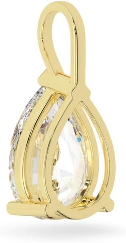 14K Solid White or Yellow Gold Lab Grown Moissanite Diamond Solitaire Pendant Necklaces | Round, Pear, Heart Shape | Pendant Only or with Box/Cable Chain | Made in USA in Saudi Arabia