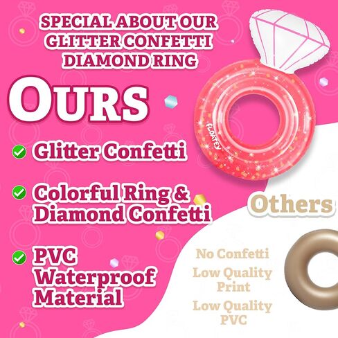 Bachelorette Party Decorations - XtraLarge Diamond Ring Pool Float | Shiny Glitter Conffetti Inside | Bachelorette Pool Floats for Bride, Ring Floatie Bachelorette Party Accessories, Teal in Saudi Arabia