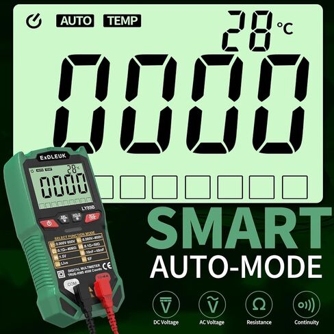 Digital Multimeter Voltage Tester, 4000 Counts Smart Measurement Auto-Ranging Volt Meter, Non-Contact Tester Tools, Measures AC/DC Voltage, NCV, Capacitance, Resistance, Diode, Continuity & Live Wire in Saudi Arabia