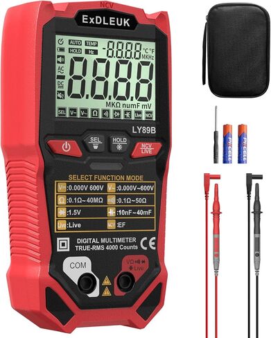 Digital Multimeter Voltage Tester, 4000 Counts Smart Measurement Auto-Ranging Volt Meter, Non-Contact Tester Tools, Measures AC/DC Voltage, NCV, Capacitance, Resistance, Diode, Continuity & Live Wire in Saudi Arabia