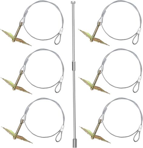 6-Pack Ground Earth Anchors with Drive Steel Tool - 30" x 1/8" Cable Hook Anchors for Sheds, Greenhouses, Carports, Gazebos, Tents, Swing Sets, and More. (Single Layer) in Saudi Arabia