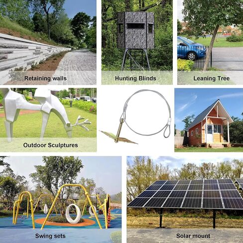 6-Pack Ground Earth Anchors with Drive Steel Tool - 30" x 1/8" Cable Hook Anchors for Sheds, Greenhouses, Carports, Gazebos, Tents, Swing Sets, and More. (Single Layer) in Saudi Arabia