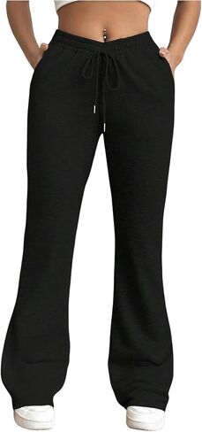 Women's High Waisted Crossover Flare Leg Sweatpants Baggy Drawstring Athletic Joggers Casual Workout Yoga Pants in Kuwait