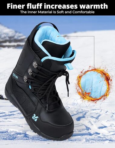 أحذية DEERFAMY للتزلج على الجليد للرجال، باللون الأسود in Kuwait