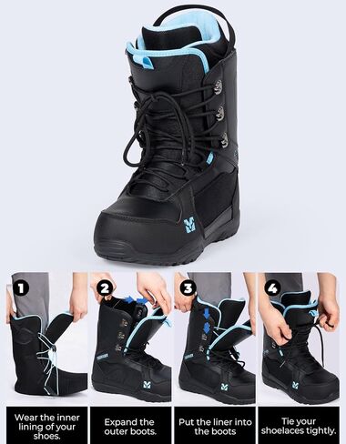 أحذية DEERFAMY للتزلج على الجليد للرجال، باللون الأسود in Kuwait