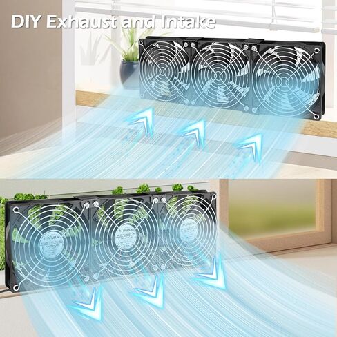 120mm x 4 Computer Fan with AC Plug Variable Speed 110V - 240V DIY Small Window Fan and for Mining Rig, AV Cabinets, Home Theater, Refrigerator, Greenhouse Cooling in Saudi Arabia