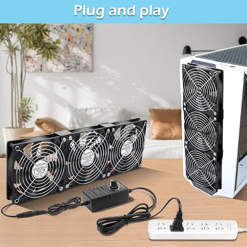 120mm x 4 Computer Fan with AC Plug Variable Speed 110V - 240V DIY Small Window Fan and for Mining Rig, AV Cabinets, Home Theater, Refrigerator, Greenhouse Cooling in Saudi Arabia