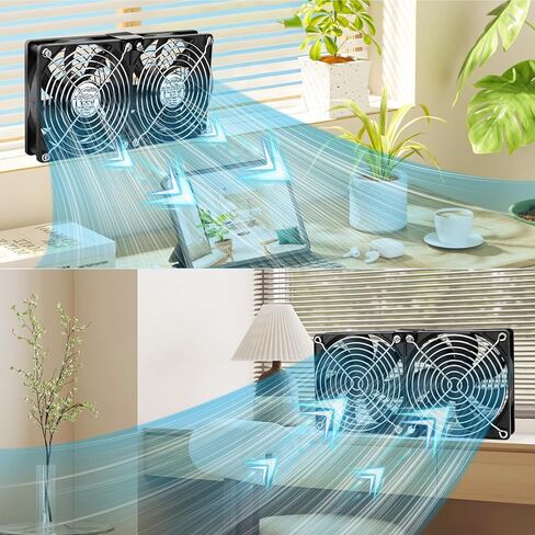 120mm x 4 Computer Fan with AC Plug Variable Speed 110V - 240V DIY Small Window Fan and for Mining Rig, AV Cabinets, Home Theater, Refrigerator, Greenhouse Cooling in Kuwait