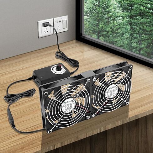 120mm x 4 Computer Fan with AC Plug Variable Speed 110V - 240V DIY Small Window Fan and for Mining Rig, AV Cabinets, Home Theater, Refrigerator, Greenhouse Cooling in Kuwait