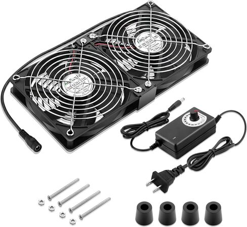 120mm x 4 Computer Fan with AC Plug Variable Speed 110V - 240V DIY Small Window Fan and for Mining Rig, AV Cabinets, Home Theater, Refrigerator, Greenhouse Cooling in Kuwait