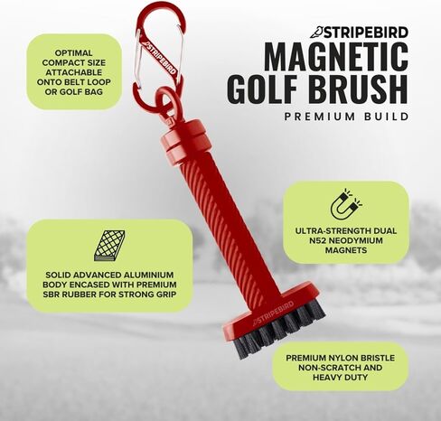 Magnetic Golf Club Brush Groove Cleaner - Detachable - Premium Nylon Bristles - Golf Bag Accessories - Golf Club Cleaner Brush - Golf Accessories - Golf Ball Cleaner - Golf Tool in Saudi Arabia