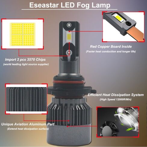 P13W LED Fog Light Bulbs 60W Canbus Error Free 12000LM Extremely Bright Fog Lamp Replacement, 6500K Cool White, 2 Packs in Saudi Arabia