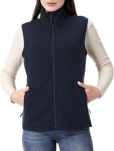 GIMECEN Womens Polar Soft Fleece Vest Classic Fit Sleeveless Jacket Cardigan Waistcoat With Zipper Pockets Full Zip Outerwear in Saudi Arabia