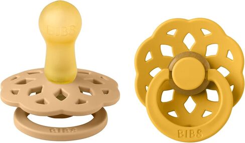 BIBS Pacifiers - Boheme Collection | BPA-Free Baby Pacifier | Made in Denmark | Set of 2 Peach/Woodchuck Color Premium Soothers | Size 0-6 Months in Saudi Arabia