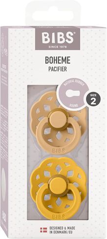 BIBS Pacifiers - Boheme Collection | BPA-Free Baby Pacifier | Made in Denmark | Set of 2 Peach/Woodchuck Color Premium Soothers | Size 0-6 Months in Saudi Arabia