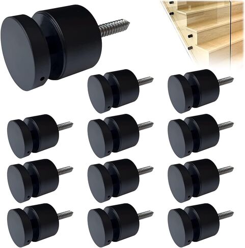 12 Pack Marine Grade SS316 Heavy Duty Glass Railing Standoff for Balcony Stair Balustrade Railing Glass Bracket by LukLoy, Matte Black in Saudi Arabia