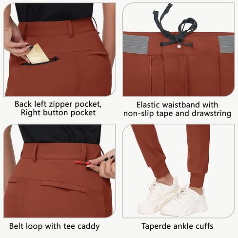 Women's Stretch Golf Joggers Pants - Tapered Athletic Casual Work Dress Travel Sweatpants with Zipper Pockets UP50 in Kuwait