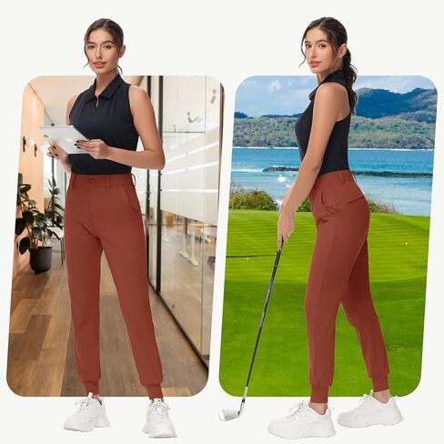 Women's Stretch Golf Joggers Pants - Tapered Athletic Casual Work Dress Travel Sweatpants with Zipper Pockets UP50 in Kuwait