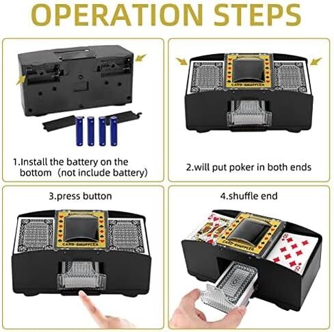 S SUNSBELL Automatic Card Shuffler Machine - Electronic Casino Poker Card Shuffling, Battery Operated -One/Two Deck Card Shuffle Sorter, Cards Playing Tool Accessories (1-2 Decks) in Saudi Arabia