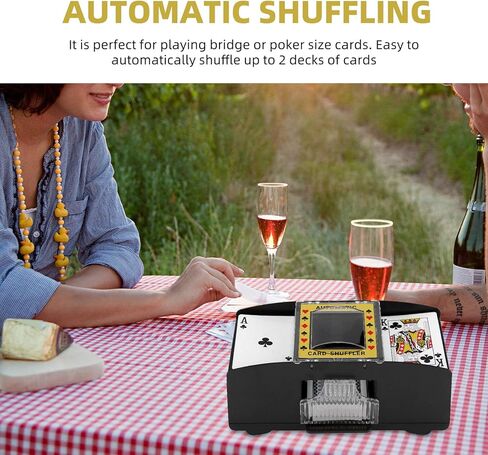 S SUNSBELL Automatic Card Shuffler Machine - Electronic Casino Poker Card Shuffling, Battery Operated -One/Two Deck Card Shuffle Sorter, Cards Playing Tool Accessories (1-2 Decks) in Saudi Arabia