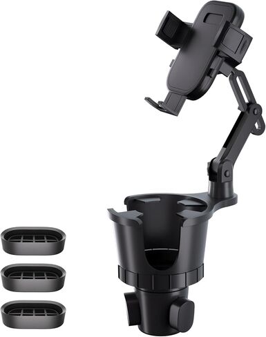 حامل أكواب للهاتف - موسع حامل أكواب السيارة 2 في 1، حامل هاتف خلوي عالمي قابل للتعديل معقوفة مناسب لهاتف iPhone وAndroid وجميع الهواتف الذكية in Kuwait