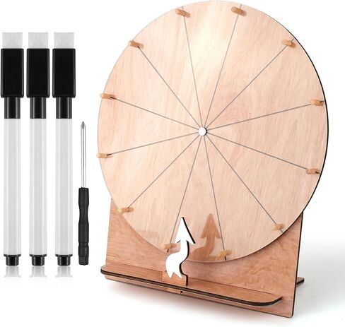 11.4 Inch Wedding Game Spinning Wheel, Wooden Prize Tabletop Spinner Erasable Raffle Spin The Wheel Game with Stand Roulette Wheel for Wedding Engagement Party School Family Games Baby Shower in Saudi Arabia