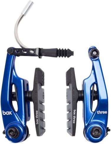 Box Three 108/85 Millimeters V Brakes with Brake Pad Adjustment, Phillips Head Tension Screw, 5mn Allen Key, and Air Flow Brake Shoes with Dual Compound Pads in Kuwait