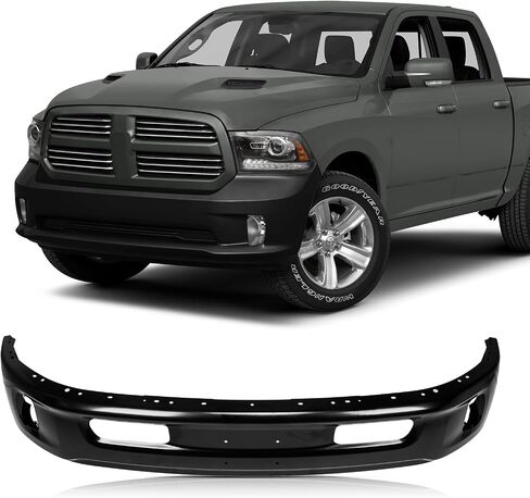 KYX Front Lower Bumper Compatible for Ram 1500 2014-2018, Fits Ram 1500 Classic 2019-2022 with Fog Light Holes & Park Assist Sensor Holes, Chrome Steel Front Bumper Face Bar, CH1002402 in Saudi Arabia