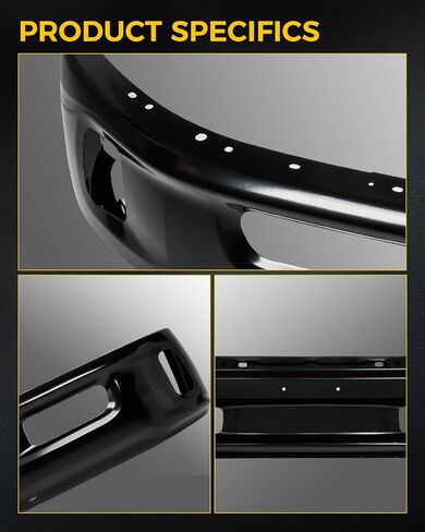 KYX Front Lower Bumper Compatible for Ram 1500 2014-2018, Fits Ram 1500 Classic 2019-2022 with Fog Light Holes & Park Assist Sensor Holes, Chrome Steel Front Bumper Face Bar, CH1002402 in Saudi Arabia