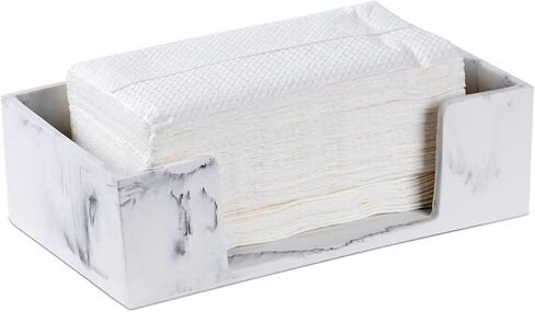 Marble Countertop Paper Towel Holder Dispenser - Napkin Holders for Kitchen, Bathroom, 10"L x 3"H for Multifold, C Fold, Trifold, Z Fold - Disposable Hand Towel Organizer, Commercial or Home Use,White in Saudi Arabia