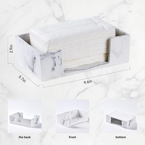 Marble Countertop Paper Towel Holder Dispenser - Napkin Holders for Kitchen, Bathroom, 10"L x 3"H for Multifold, C Fold, Trifold, Z Fold - Disposable Hand Towel Organizer, Commercial or Home Use,White in Saudi Arabia