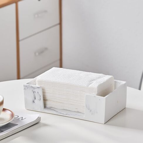 Marble Countertop Paper Towel Holder Dispenser - Napkin Holders for Kitchen, Bathroom, 10"L x 3"H for Multifold, C Fold, Trifold, Z Fold - Disposable Hand Towel Organizer, Commercial or Home Use,White in Saudi Arabia