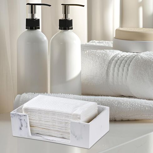 Marble Countertop Paper Towel Holder Dispenser - Napkin Holders for Kitchen, Bathroom, 10"L x 3"H for Multifold, C Fold, Trifold, Z Fold - Disposable Hand Towel Organizer, Commercial or Home Use,White in Saudi Arabia