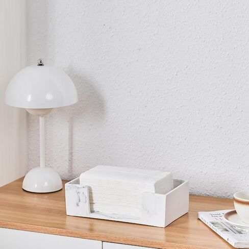 Marble Countertop Paper Towel Holder Dispenser - Napkin Holders for Kitchen, Bathroom, 10"L x 3"H for Multifold, C Fold, Trifold, Z Fold - Disposable Hand Towel Organizer, Commercial or Home Use,White in Saudi Arabia