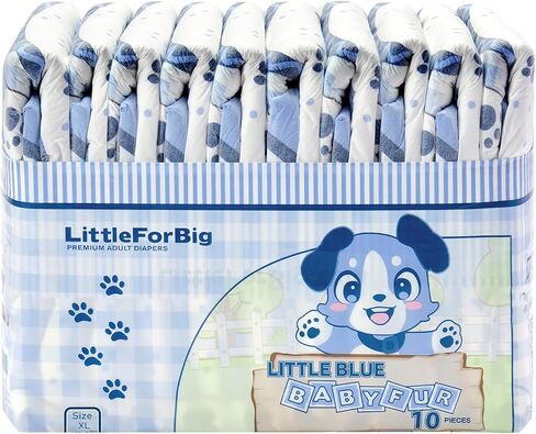 Littleforbig Adjustable Velcro Closure Adult Printed Cloth Back Diaper 10 Pieces - Little Blue BabyFur (Medium 28"-38") in Saudi Arabia