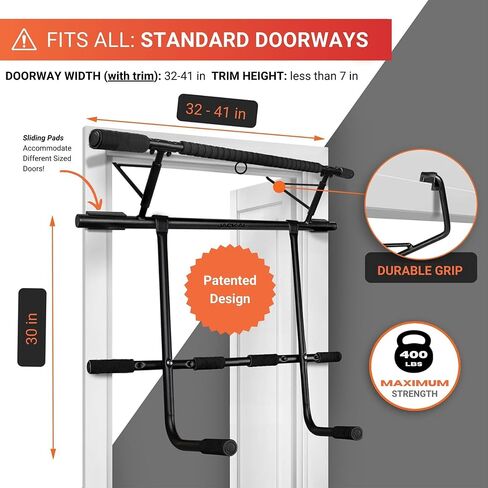 Doorway Pullup Bar Dip Bars Station - Minimal Space, EASY STORAGE, Power Tower Dip Station and Pull-up Bar for Doorway, Collapsible Dip Station, No Door Damage, High Weight Capacity, 2024 Upgraded Bodyweight Workout Station in Saudi Arabia