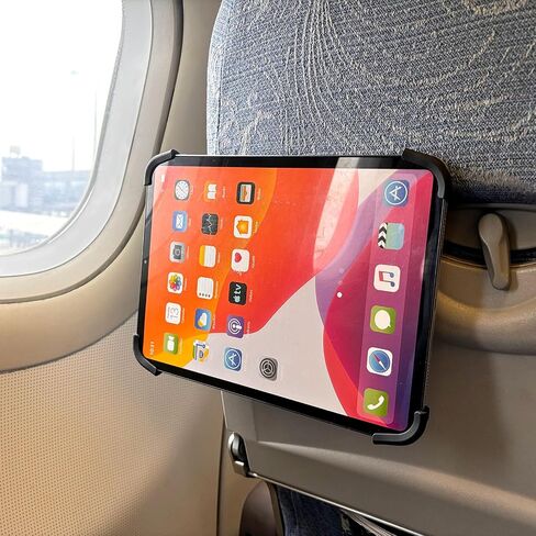 Airplane Tabelt Holder, Flexible Travel Stand Mount for Flying, Flight Train Car Seat Back Essential Compatible with iPad, Samsung, Kindle for 7-12.9" Tablets (Black) in Saudi Arabia