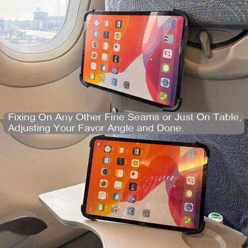 Airplane Tabelt Holder, Flexible Travel Stand Mount for Flying, Flight Train Car Seat Back Essential Compatible with iPad, Samsung, Kindle for 7-12.9" Tablets (Black) in Saudi Arabia